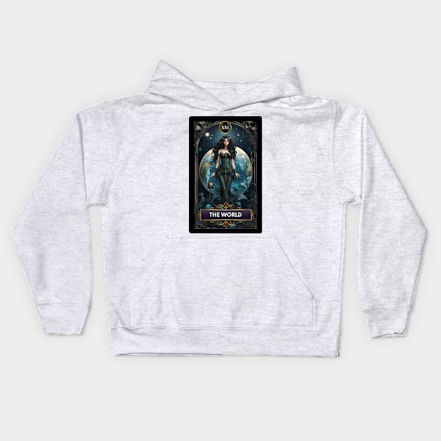 The World Card from The Mermaid Tarot Deck Kids Hoodie by MGRCLimon